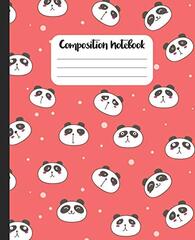 Composition Notebook: Wide Ruled Lined Notebook For Students 7.5 x 9.25" 110 pages: Panda Faces