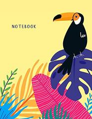 Notebook: Large format (letter size). 120 Lined pages. Wide ruled. Ideal for School notes, Journaling, Hand lettering or Calligraphy practice. Perfect gift. 8.5' x 11.0'. (Simple summer themed design, Toucan. Soft matte cover).