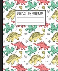 Composition Notebook: Wide Ruled Lined Notebook For Students 7.5 x 9.25" 110 pages: Cute Dinosaur Pattern
