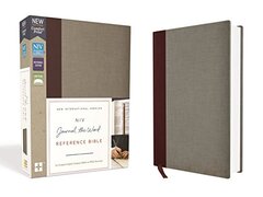 NIV, Journal the Word Reference Bible, Cloth over Board, Burgundy/Gray, Red Letter Edition, Comfort Print: Let Scripture Explain Scripture. Reflect on What You Learn.