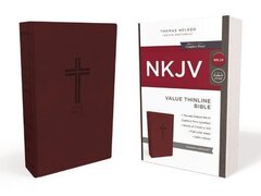 NKJV, Value Thinline Bible, Burgundy Leathersoft, Red Letter, Comfort Print